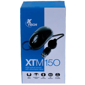 Xtech XTM-150  - Ratón - Cableado USB-Negro-Optico-Cable Retráctil XTM-150 / Xtech