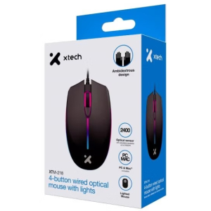 Mouse usb Xtech - XTM-218 -Wired-Black-4 buttons with Light 2400 dpi