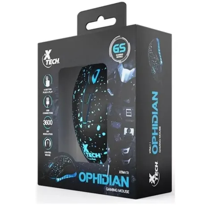 Mouse usb Xtech - XTM-411 -USB-Wired-Black-Gaming 3600dpi XTM-411 / Xtech