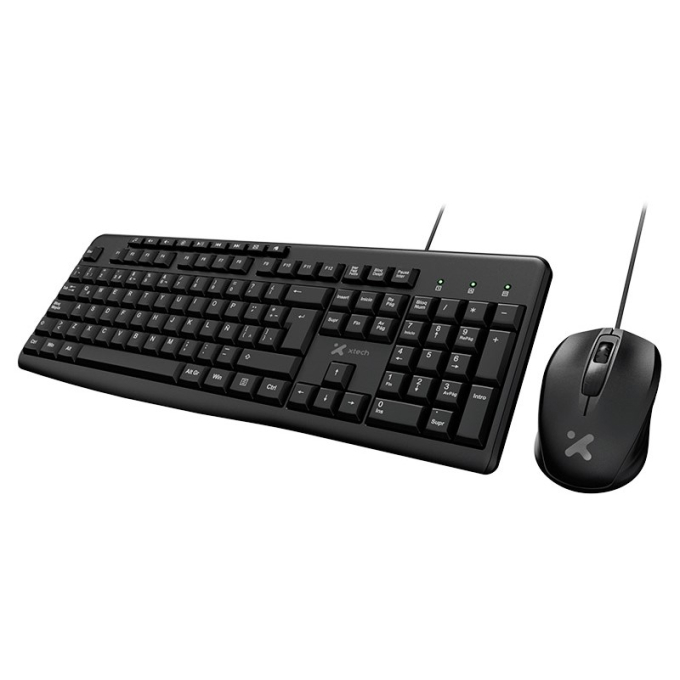 Teclado y Mouse Xtech, Wired Spanish-USB-Black-Multimedia, XTK-302S / Xtech