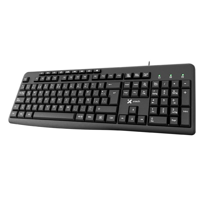 Teclado Xtech, Keyboard - Wired Spanish-USB-Black-Multimedia 9 hotkeys, XTK-140S / Xtech