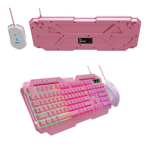 Teclado y Mouse Xtech, Wired Spanish-USB-Pink-Gaming, XTK-540S / Xtech