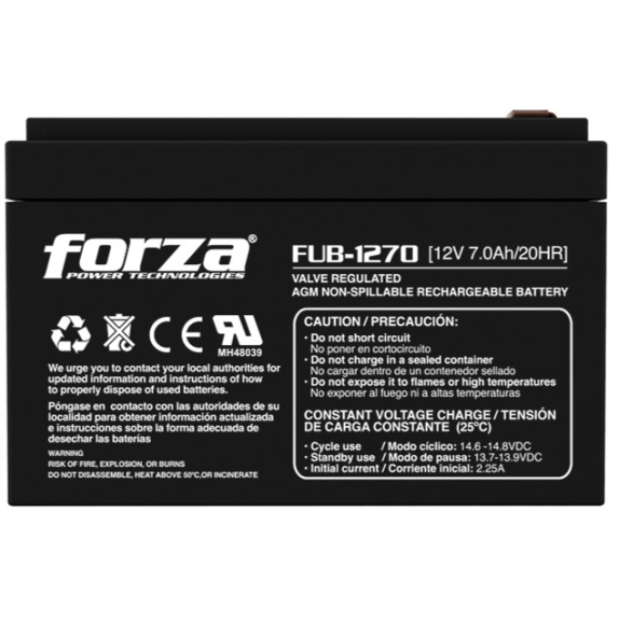 Bateria Forza FUB-1270, 12V 7Ah, AGM, Recargable. / Forza