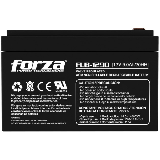 Bateria Forza FUB-1290, 12V 9 Ah, AGM, Recargable / Forza