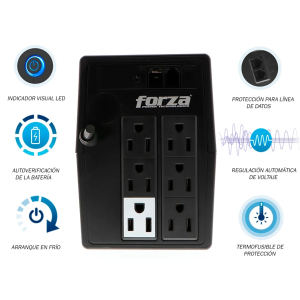 UPS Forza interactivo 750VA/375W, 6 slds, RJ45, torre comp-220V / Forza