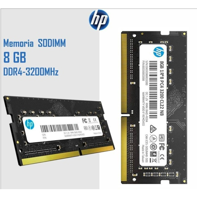 Memoria SODIMM DDR4 8Gb HP 3200mhz para Laptop / HP