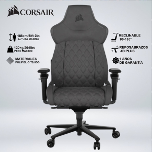 Silla Gamer Corsair TC500 Luxe - Material/Tejido, Metalico, Acero, Poliuretano, Espuma - Sherwood. Soporta 120Kg / Corsair