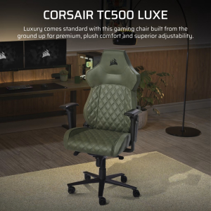 Silla Gamer Corsair TC500 Luxe - Material/Tejido, Metalico, Acero, Poliuretano, Espuma - Sherwood. Soporta 120Kg / Corsair