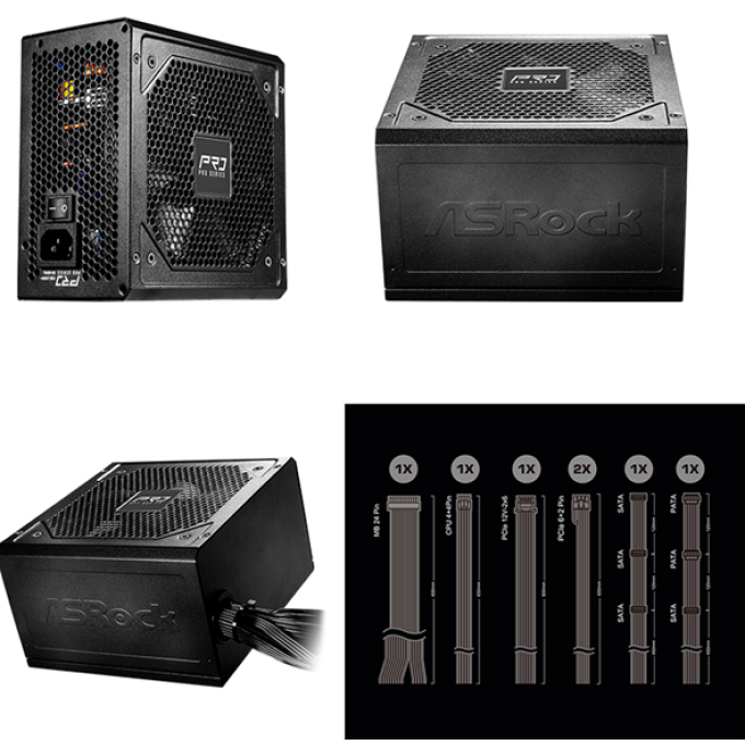 Fuente de alimentacion Asrock, PRO-850B, 850 W, ATX, 80 Plus Bronze. / Asrock