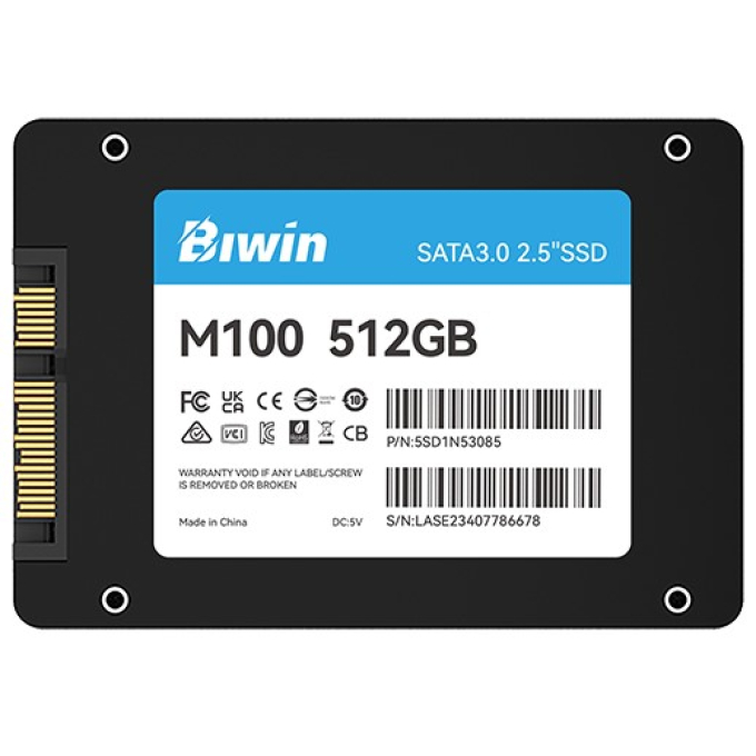 Disco Duro Solido BIWIN M100 512GB SATA 2.5pulgadas SATA III 6Gb/s / Biwin