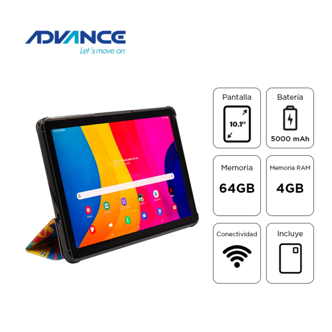 Tablet Advance 10 WIFI 4 64
Tablet SmartPad SP3703 WiFi 10.1pulgadas WXGA IPS A333 1.75GHz 4GB 64GB Android 15 g / Advance