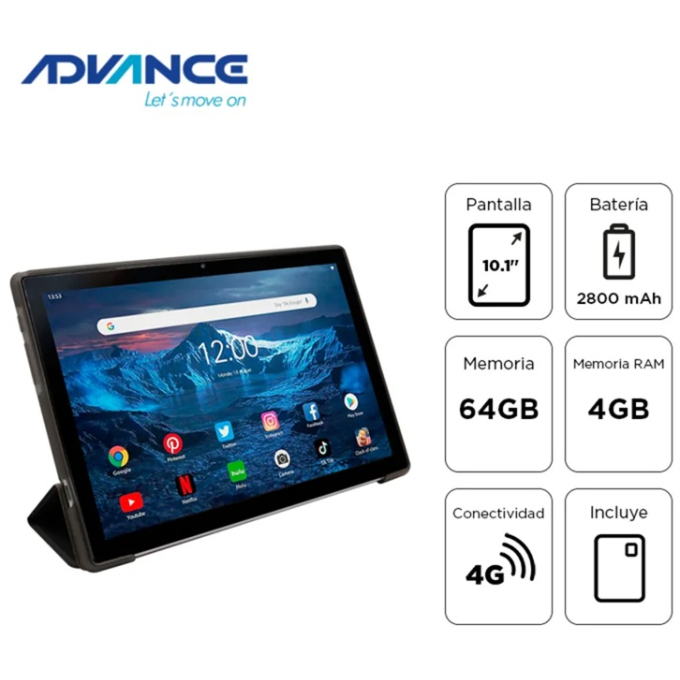 Tablet Advance SmartPad SP5706, 10.1pulgadas WXGA IPS, T310 2.00GHz, 4GB RAM, 64GB Almacenamiento, Android / Advance