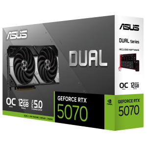 Tarjeta de video ASUS DUAL-RTX5070-O12G, 12GB GDDR7, PCIe Gen 5.0 Puertos: 3 x Di