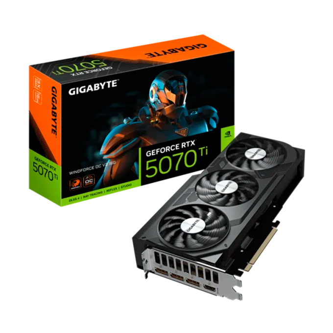 VGA 16G GB RTX5070TI WF3 GDDR7
Tarjeta de video GIGABYTE GeForce RTX 5070 Ti WINDFORCE OC V2 16G, 16GB GDDR7 PCIe Ge / 
