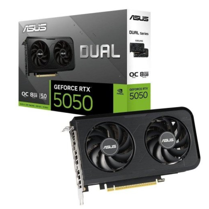 VGA 8G AS RTX5050 DUAL OC GDR6
Tarjeta de video ASUS DUAL-RTX5050-O8G, GDDR6, PCIe Gen 5.0[@@@]Puertos: 3 x DisplayP / 
