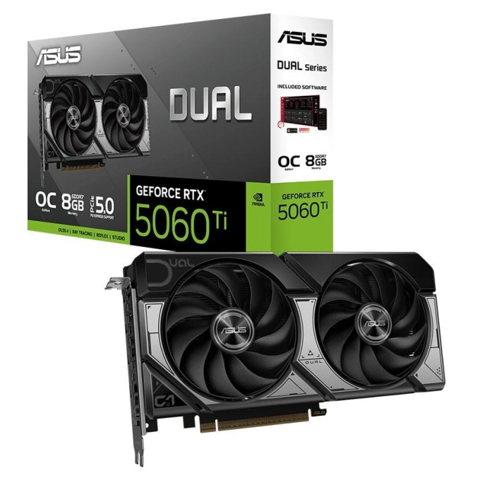 Tarjeta de video ASUS DUAL-RTX5060TI-O8G, 8GB GDDR7, PCIe Gen 5.0 / ASUS