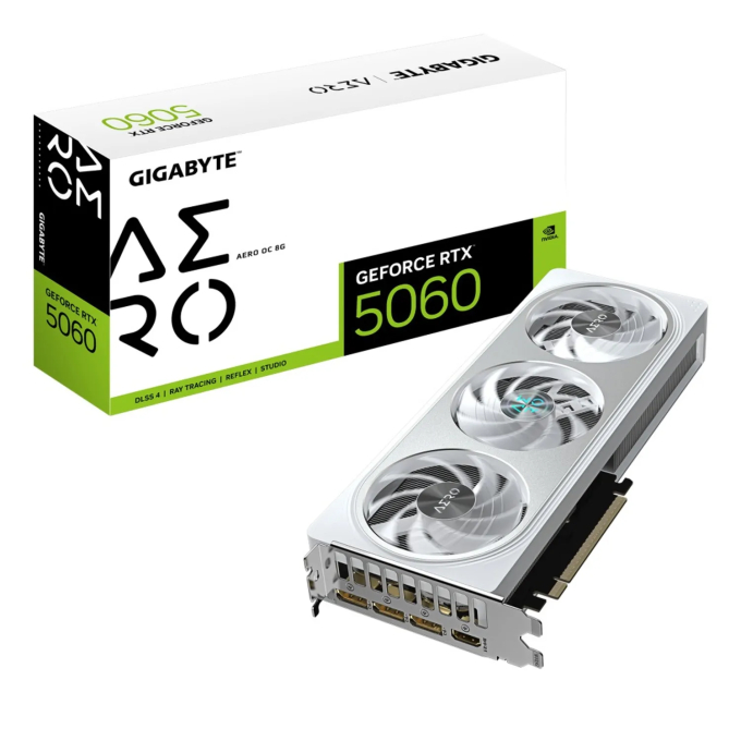 Tarjeta de video GIGABYTE GeForce RTX 5060 AERO OC 8G, 8GB GDDR7, PCIe Gen 5.0 / GIGABYTE