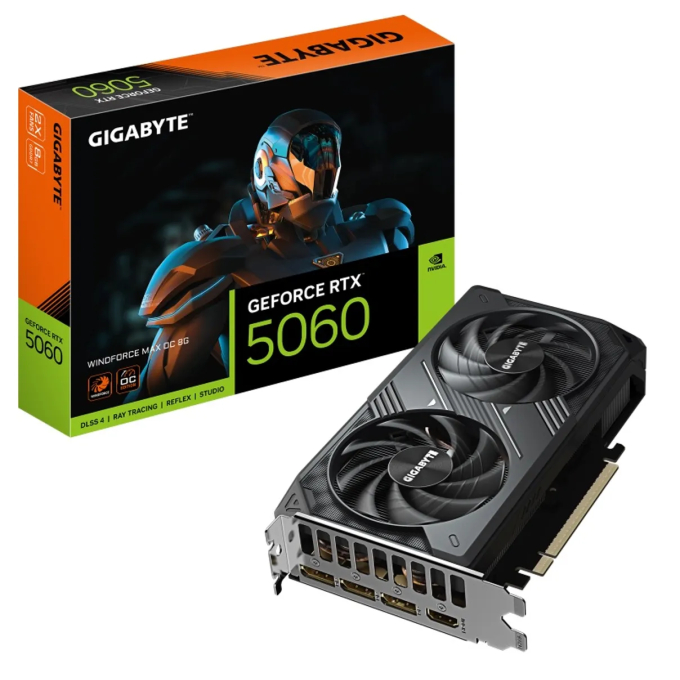 Tarjeta de video GIGABYTE GeForce RTX 5060 WINDFORCE MAX OC 8G, 8 GB GDDR7, PCIe Gen / GIGABYTE