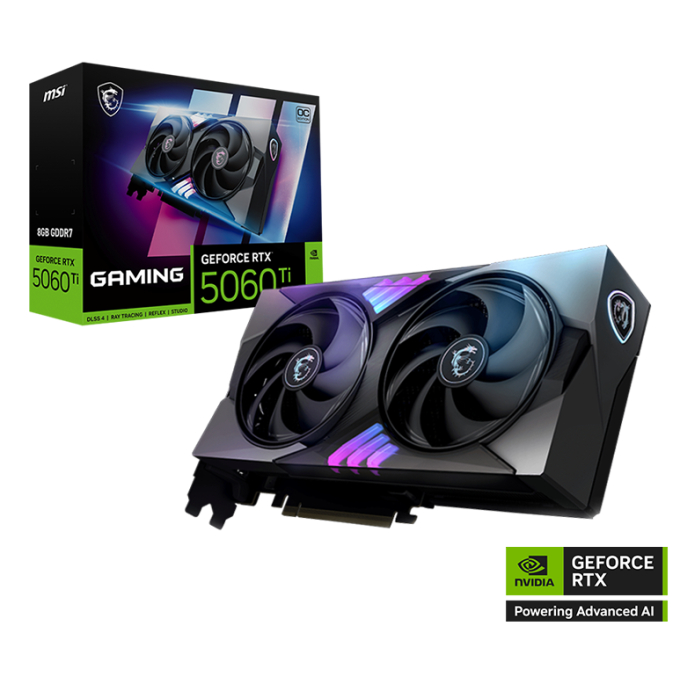Tarjeta de video MSI GeForce RTX 5060 Ti 8G GAMING OC, 8 GB GDDR7, PCIe Gen 5.0 / MSI