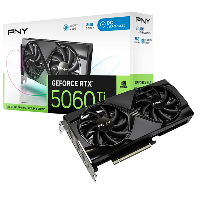 Tarjeta de video PNY GeForce RTX 5060 Ti OC, 8GB GDDR7, PCI Express 5.0 x8 / PNY
