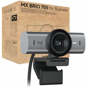Camara Web Logitech BRIO 705 - 8.5Megapixel - 60fps - Grafito - USB Tipo C - 4K - 4096 x 2160 Video - STARVIS Sensor - Auto-foco - 90° Ángulo - Clip - 4x Zoom Digital - Microfono - Para Portatil, Monitor - Windows 10, macOS 10.15 - Plug y Play, Microfono, Agujero del montaje de tripode, Reduccion de ruido, Ajuste Automatico de Luz, Altavoz integrado