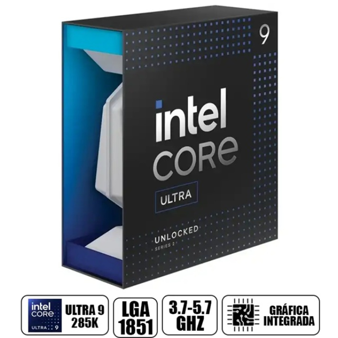 Procesador Intel Core Ultra9 285K 24 nucleos 3.70GHz - OEM Paquete(s) - Caja - 36MB Cache L3 - 40MB Cache L2 - Procesamiento de 64 bits - 5.70GHz Velocidad de sobreaceleracion - Socket LGA-1851 - Tecnologia Intel vPro - Si Graficos - 24 Threads / Intel