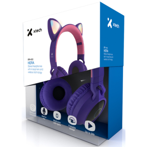 Auriculares con microfono Xtech - XTH-650 - Para Cellular phone / Para Computer / Para Home audio / Para Portable electronics / Para Tablet-Wireless-BT-Hera LED Lights XTH-650