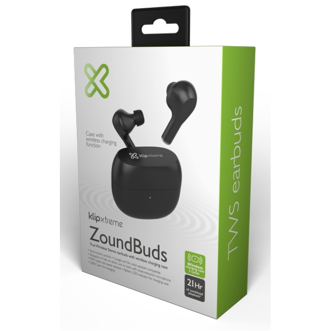 AURICULARES INALAMBRICOS Klip Xtreme - KTE-250BK - Para Home audio / Para Portable electronics / Para Tablet / Para Cellular phone-Wireless-Wls Charging-21h KTE-250BK / Klip Xtreme