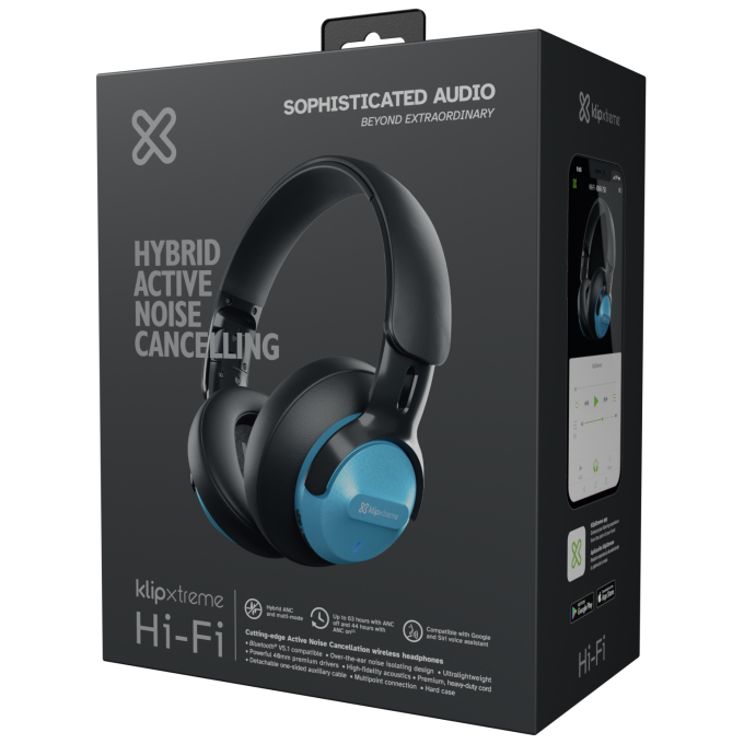 AURICULARES Klip Xtreme - KNH-750BL - Para Home audio-Wireless-ANC-44Hr-Blue KNH-750BL / Klip Xtreme