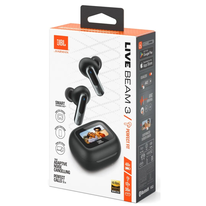 Auriculares inalambricos con micro - JBL LIVE Beam 3 - Bluetooth-cancelacion de sonido activo-negro / JBL
