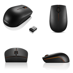 Mouse Lenovo 300 compacto, inalambrico (2.4GHz a traves de nano receptor USB-A), Negro