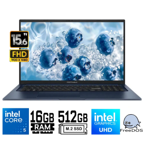 Laptop Asus VivoBook X1504VA-E84085 - Intel C5 120U - RAM 16GB DDR5 - 512GB SSD - Video Integrado - FreeDOS - 15.6in FHD - Azul