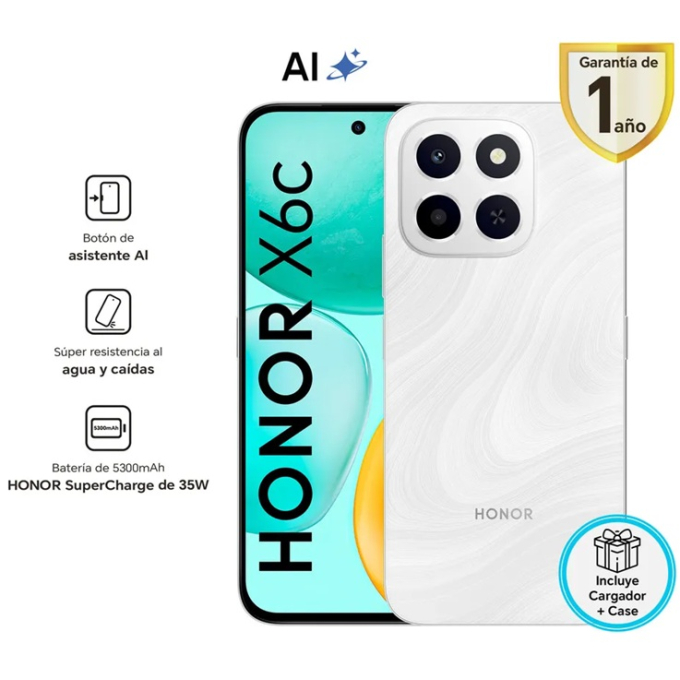 Telefono Celular SmartPhone HONOR X6C, 6/256GB, MOONLIGHT WHITE X6C 6+256 / HONOR