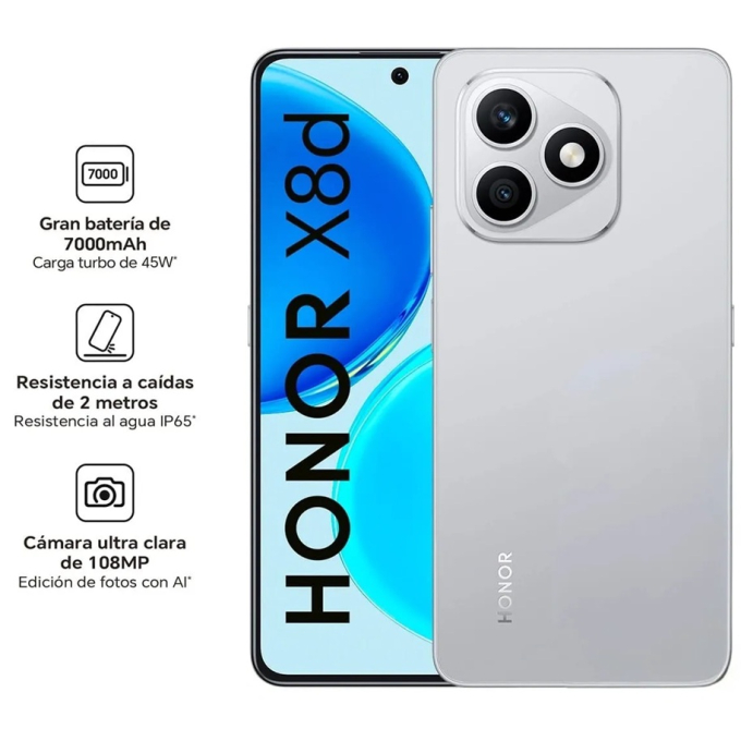 Telefono Celular SmartPhone HONOR X8D 8Gb Memoria + 256Gb Almacenamiento VELVET GREY DS / HONOR