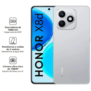 Telefono Celular SmartPhone HONOR X8D 8Gb Memoria + 256Gb Almacenamiento VELVET GREY DS