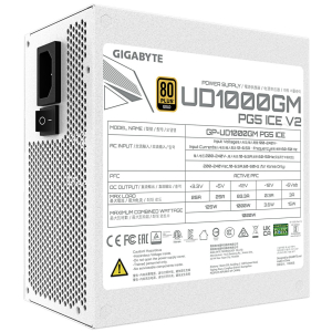 Fuente de alimentacion GIGABYTE UD1000GM PG5 V2 ICE 1000W, 80 PLUS Gold, Formato ATX. / GIGABYTE