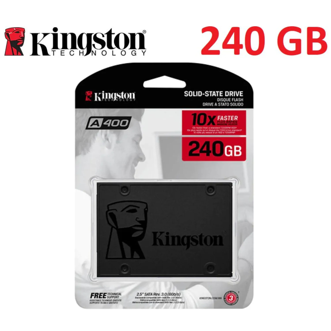 Unidad de estado sólido Kingston A400 - 2.5pulgadas Interno - 240GB - SATA (SATA/600) - Computadora de escritorio, Portátil Dispositivo compatible - 500MB/s Tasa de transferencia de lectura máxima - 3Año(s) Garantía - 1 / 