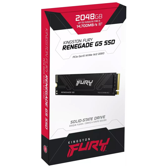 Unidad de estado sólido Kingston FURY Renegade G5 - M.2 2280 Interno - 2TB - PCI Express NVMe (PCI Express NVMe 5.0 x4) - Computadora de escritorio, Portátil Dispositivo compatible - 2048TB TBW / 