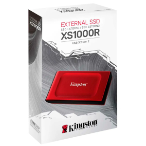 Unidad de estado sólido Pórtatil Kingston XS1000 - Externo - 2TB - Rojo - Sistema de almacenamiento Dispositivo compatible - USB 3.2 (Gen 2) - 1050MB/s Tasa de transferencia de lectura máxima
