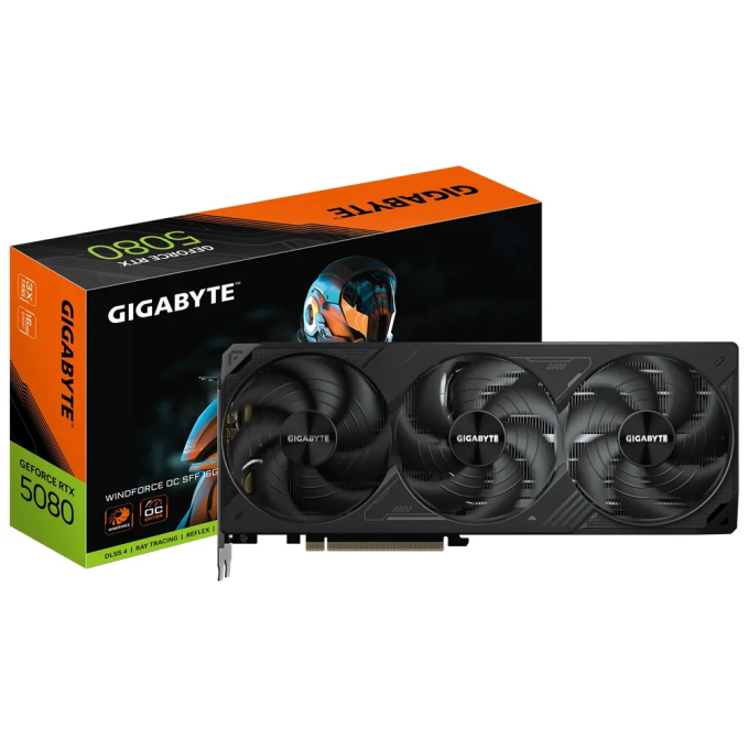 Tarjeta de video GIGABYTE GeForce RTX 5080 WINDFORCE OC SFF 16G, 16GB GDDR7, PCIe Gen / GIGABYTE