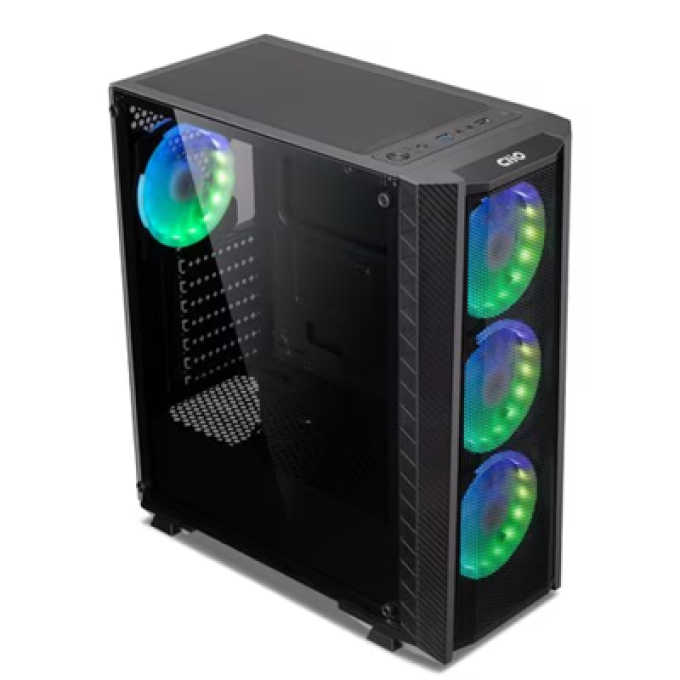 Case GP1912B with lateral tempered glass and 4 fans Mini ITX, Micro ATX y ATX / Generico