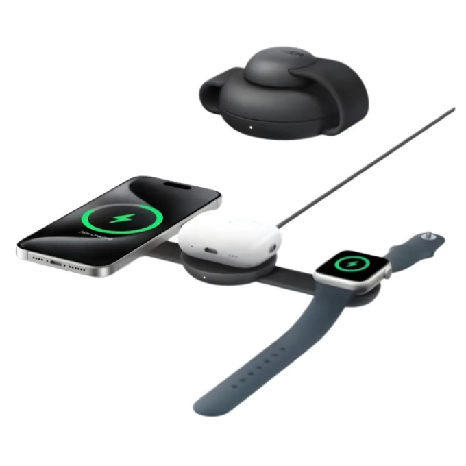 Cargador por Induccion Anker MagGo A2557 Magnetico de Carga Rapida,12 V Entrada, para iPhone, AirPods y Smartwatch, Proteccion Sobretensiones, Antideslizante, Portatil / Anker
