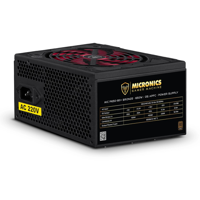 Fuente de Poder ATX Micronics P650-80 650W PPFC 80 Plus Bronze / Micronics