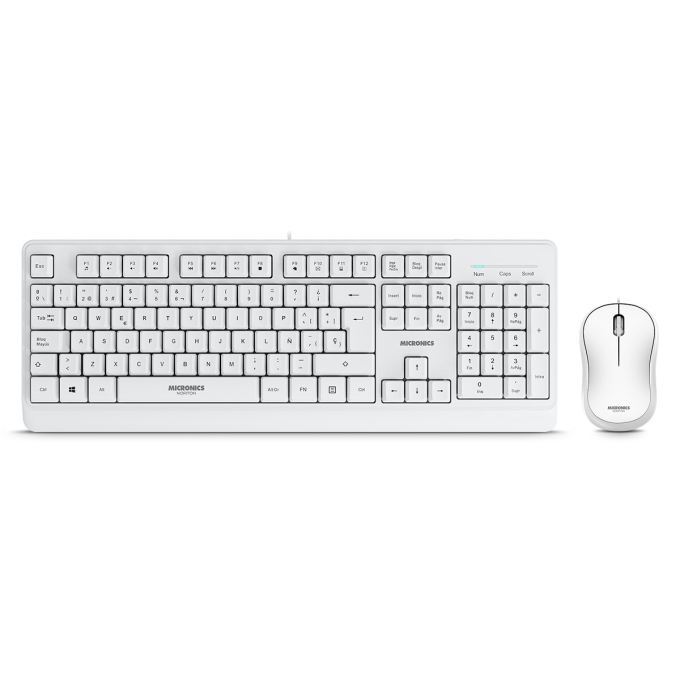 Kit Teclado y Mouse USB Micronics Norton White T100W Blanco / Micronics
