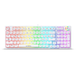Kit Gamer Cybertel Striker White CBX GT1802W con Teclado Mecanico Rainbow Blanco, Mouse RGB Blanco y Mouse Pad / Cybertel