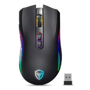 Mouse Gamer Inalambrico Micronics Kripton 3 Black GM801-3M Recargable RGB 4800 DPI 7 Botones