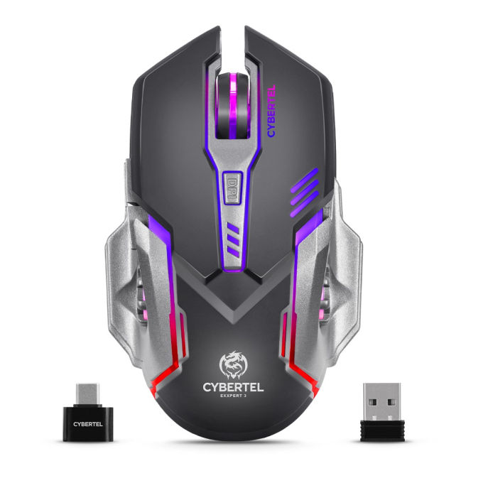 Mouse Gamer Inalambrico Cybertel Exxpert 3 CBX M612-3M Recargable USB-C 3200 DPI 6 Botones / Cybertel