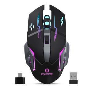 Mouse Gamer Inalambrico Enkore Thunder EKM501-3M Recargable RGB 1600 DPI 6 Botones
