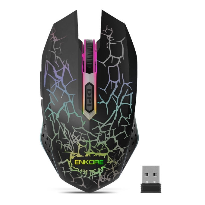Mouse Gamer Inalambrico Enkore Active EKM500-3M Recargable RGB 1600 DPI 6 Botones / Enkore