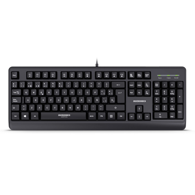 Teclado Multimedia Micronics Norton Black K608 USB LED / Micronics